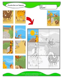 Puzzle Kes Yapıştır Çalışma Sayfaları